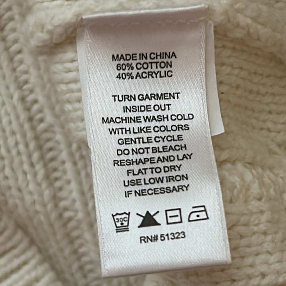 1.State Women’s XL ivory cable knit sweater, long sleeve, fringe, cropped. - Picture 7 of 8